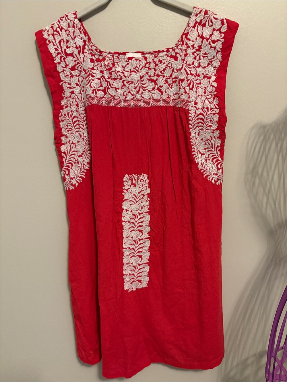 J. Marie Red Embroidered Sleeveless Women’s Dress